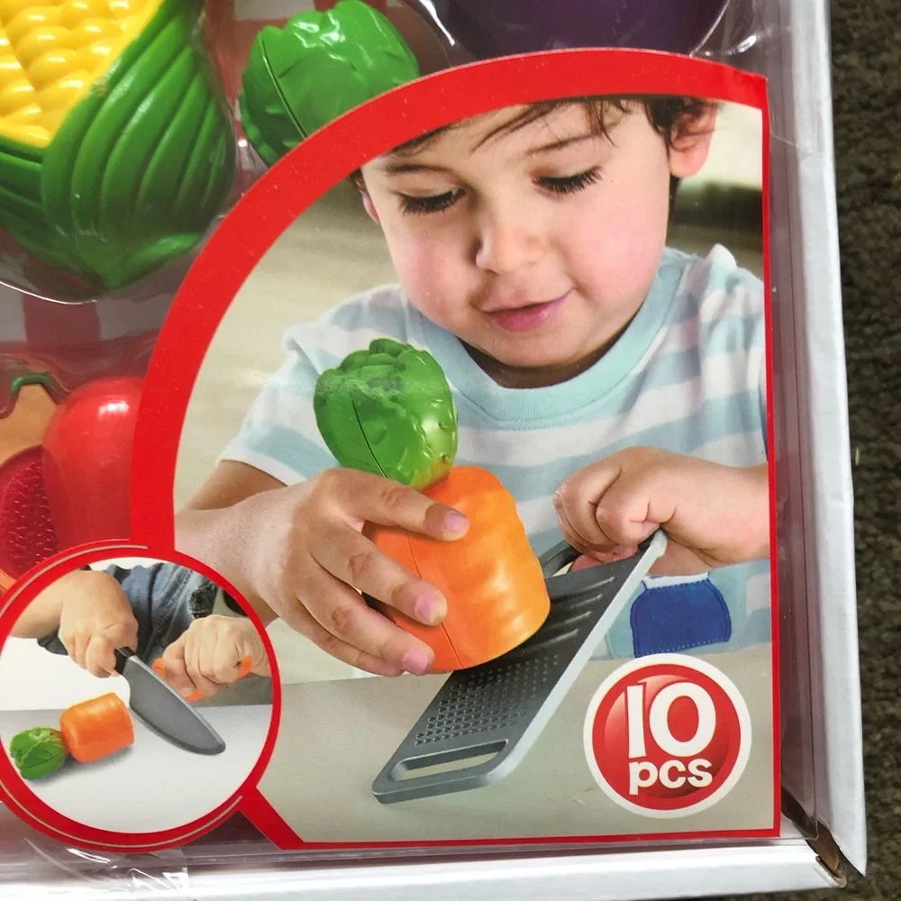 10 piece velcro vegetable cutting food toy set for the little chef